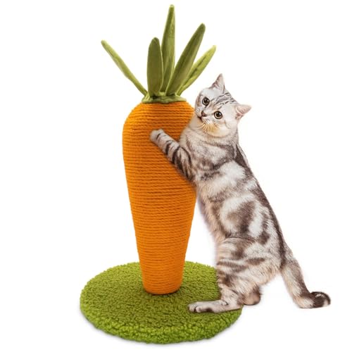 AUSCAT Cat Scratching Post, Cute Carrot Scratching Post, Nature Sisal Cat Scratcher for Indoor Cats and Kittens von AUSCAT