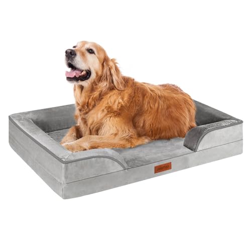 AUSCAT Orthopädisches Hundebett für Große & Mittelgroße Hunde - Schaumstoffsofa mit Abnehmbarem, Waschbarem Bezug, Wasserdichtem Futter und Rutschfester Unterseite, L, 88cm L x 64cm W x 20cm H von AUSCAT