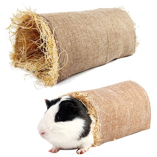 AUSYIWI Tunnel für Hamster, Heutunnel für Hamster, Ø 20 cm/32 cm – Unterschlupf für Kleintiere – Zubehör – Naturbraun Standard – 35 g/50 g von AUSYIWI