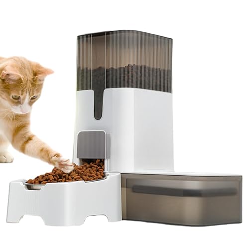 AUTOECHO Automatischer Katzenfutterspender,Automatischer Katzenfutterspender - Futterautomat für Katzen,Automatischer Futterspender mit großer Kapazität, 2-in-1-Wasserspender, Futterspender für von AUTOECHO