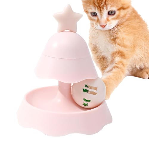 AUTOECHO Drehteller-Katzenspielzeugbälle,Drehteller-Katzenballspielzeug - Süßes Katzen-Teaser-Spielzeug, Weihnachtsbaum-Rollenspielzeug,Interaktives Katzenminze-Spielzeug, 2-lagiges von AUTOECHO