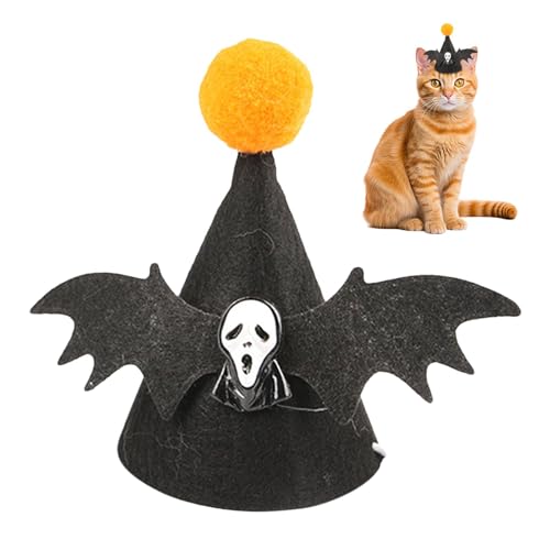 AUTOECHO Halloween-Haustiermütze, Halloween-Mütze für Katze,Fledermaus-Haustiermütze für Halloween | Fledermausflügel-Hunde- und Katzenkostüm, Fledermausflügel-Hut, Haustierhut für Kätzchen, von AUTOECHO