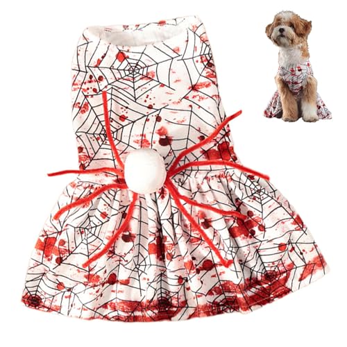 AUTOECHO Halloween-Kostüm für Welpen, Halloween-Spinnenkleid, bequemes Hunde-Halloween-Kleid, blutiges Halloween-Kostüm für Halloween-Party-Outfit von AUTOECHO