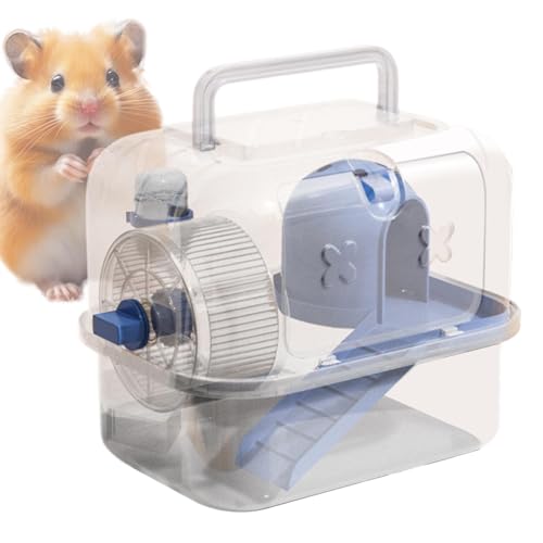 AUTOECHO Hamster -Reiseträger, tragbare Hamsterkäfige,Kleine Tiere Fall zum Ausgehen - Transparenter Hamsterkoffer für Reisen, Wandern, Gehen, Freien von AUTOECHO