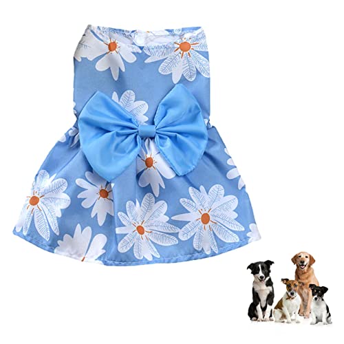 AUTOECHO Hund Bowknot-Kleid - Elegantes Prinzessinnen-Hündchenkleid für kleine Hunde,Mädchen-Hundekleidung, Outfit, süße Sommer-Katzenkleidung für Chihuahua Yorkie (X-Small, Pink + Blue) von AUTOECHO