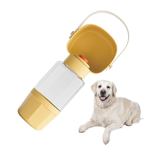 AUTOECHO Hund Wasser Futter Flasche | Haustier Trinken 2-in-1 Flasche mit Futterbehälter - Auslaufsicherer Reise-Haustierfutterspender Tragbare Futterspender für Spaziergänge, Picknick von AUTOECHO