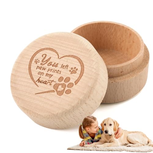 AUTOECHO Hunde-Gedenkbox für Verlust, Hundehaar-Andenkenbox, Eleganter Behälter für Asche aus Hunde- und Katzenhaaren, Andenken-Gedenkbox aus Holz für Tierhaare, gravierte Hundezahnbox aus Holz, von AUTOECHO