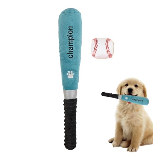 AUTOECHO Hunde-Plüschtier, Hunde-Quietschspielzeug - Eingebautes quietschendes Katzen- und Hunde-Baseballschlägerspielzeug | Beißspielzeug für Welpen, Kauspielzeug für das Zahnen von Welpen, von AUTOECHO