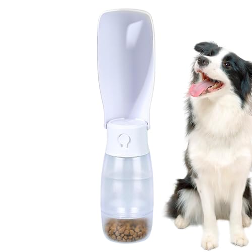 AUTOECHO Hunde-Reisewasserflasche, Hundewasserflaschenspender, Haustier-Wasserflasche mit Futterbehälter, Wasserspender, Faltbare Haustier-Wasserflasche, Hunde-Wassernapf, tragbarer Welpen-Trinknapf von AUTOECHO