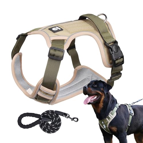 AUTOECHO Hundegeschirr Set - Atmungsaktives Reflektierendes Hundegeschirr Verstellbares Hundegeschirr | Flexibles Hunde Zuggeschirr Hundegeschirr Halsband Set für Spaziergang Joggen Wandern von AUTOECHO