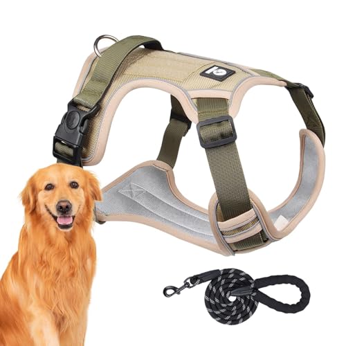 AUTOECHO Hundegeschirr Set | Bequemes Reflektierendes Hundegeschirr Verstellbares Hundegeschirr | Flexibles Hunde Brustgeschirr Hund Zuggeschirr für Outdoor-Aktivitäten von AUTOECHO