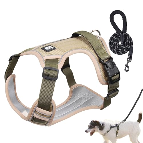 AUTOECHO Hundegeschirr mit Griff | Atmungsaktiv Reflektierend Hundegeschirr Verstellbar Hunde Geschirr | Hunde Brustgeschirr Hunde Geschirr Halsband Set mit Seil für Outdoor-Aktivitäten von AUTOECHO