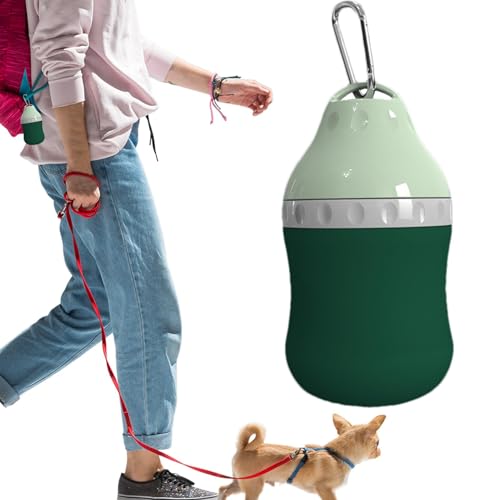 AUTOECHO Hundewasserflasche tragbar, tragbarer Wassernapf für Hund,Tragbare Haustierwasserflasche mit Karabiner | 400 ml gut versiegelnder Wasserspender für Haustiere, Reisezubehör für Hunde zum von AUTOECHO