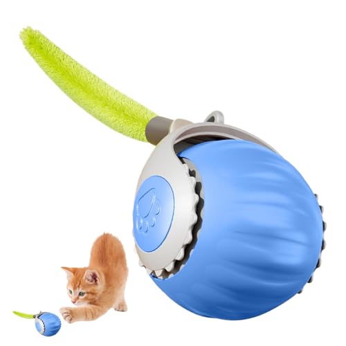 AUTOECHO Interaktiver Katzenball, Interaktiver Katzenspielzeugball, Durch Berührungsbewegung aktivierter rollender Ball, Interaktives Katzen- und Hundespielzeug, Ball mit Schwanz, intelligenter, von AUTOECHO