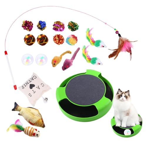 AUTOECHO Interaktives Katzenspielzeug, Katzenspielzeug mit Zauberstab | Kitten Angelrutenaufsätze Spielzeugset - Haustier-Katzen-Angelrute-Spielzeug, Katzenstab-Stick-Spielzeug für Katzen, die spielen von AUTOECHO