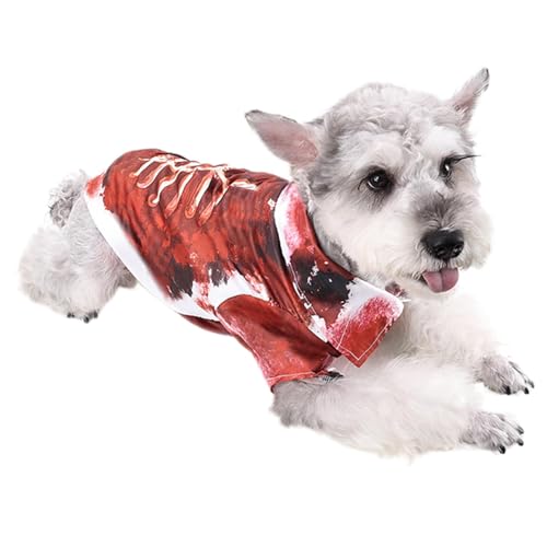 AUTOECHO Katzen-Halloween-Kostüme,Haustier-Halloween-Kostüme, Gruseliges Haustierblut-Shirt, Bedruckte Haustier-Hundekleidung, blutige Skelett-Kleidung für kleine, mittelgroße und große Haustiere von AUTOECHO