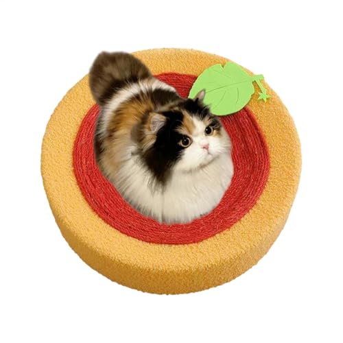 AUTOECHO Katzenkratzernest, Katzenkratzbett, Innenkatze Round Pad Sisal Scratch zum Bodenschutz, Interaktives Verspieltes Accessoires zum Dehnen, Ausruhen, Schlafen von AUTOECHO