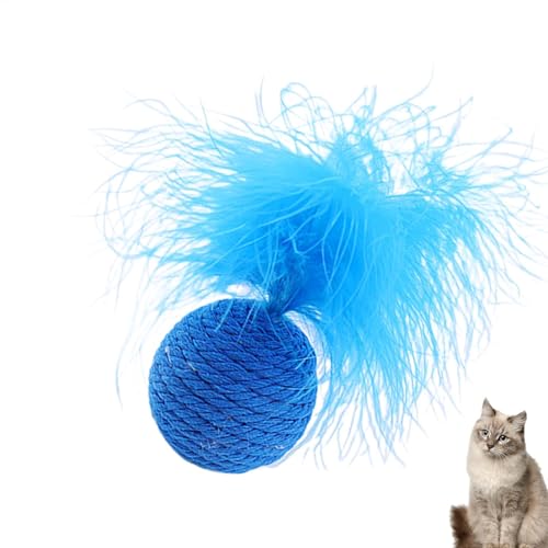 AUTOECHO Katzenspielzeugball mit Feder,Katzenball mit Feder - Haustier-Gymnastikball | Bissfestes Katzenspielzeug, Federball, Katzenspielzeug mit Federn für Katzen und Haustiere von AUTOECHO