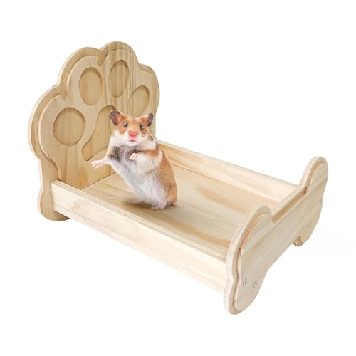 AUTOECHO Kleines Tierbett, Hasenbett aus Holz | Hasenbett aus Holz vom Boden,Tragbare Chinchillas-Schlafbetten, süßes Kleintierbett für Igel von AUTOECHO