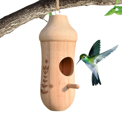 AUTOECHO Kolibri Vogelhaus | Kolibri Haus Vogelnest - Außen Vogelhäuser mit Seil, Holz Kolibri Nest, Kolibri Nisthaus Garten von AUTOECHO