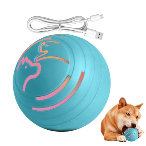 AUTOECHO Rollender intelligenter Ball, beweglicher hüpfender Hundeball | Automatisches Spielzeug für rollende Katzen,Bewegungsaktiviertes elektrisches Rollballspielzeug für kleine und mittelgroße von AUTOECHO