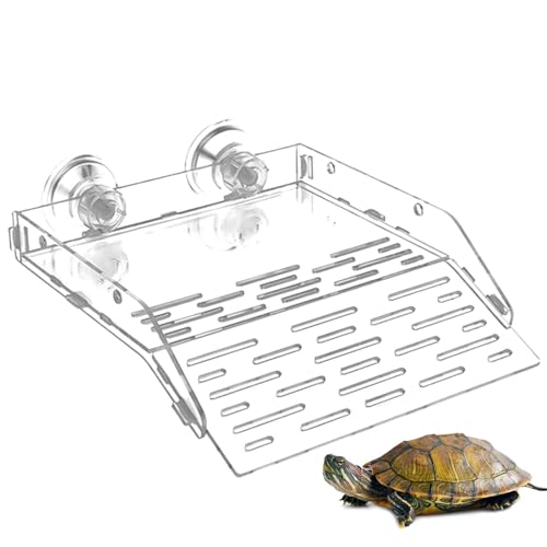 AUTOECHO Turtle Basking Dock, Schildkröten-Ruheterrasse - Transparente Kletterrampe aus Acryl,Reptilien-Ruheterrasse mit Saugnapf, Schildkrötenbecken-Zubehör für Aquarien von AUTOECHO