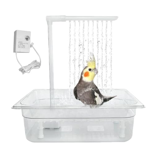 AUTOECHO Vogelbadkäfig, automatische Vogelbaddusche mit 180°-Umlaufhahn, Papageienbadewanne, tragbare Dusche für kleine bis mittelgroße Vögel für Turteltauben, Finken, Sittiche, Männchen von AUTOECHO