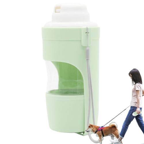 AUTOECHO Wasser- und Futterspender für Hunde, Hundewasserflaschen zum Spazierengehen - Auslaufsichere Hundewasserflasche mit Futterbehälter, Trinkspender,Durchsichtiger Reise-Wasserspender für Hunde, von AUTOECHO