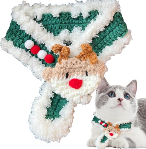 AUTOECHO Weihnachts-Hundehalstücher, Weihnachts-Hundeschal | Gestrickter Schal Weihnachtskostüme | Halswärmer für Hunde im Winter, Hundehalstücher für den Urlaub, verstellbar für das tägliche Tragen von AUTOECHO