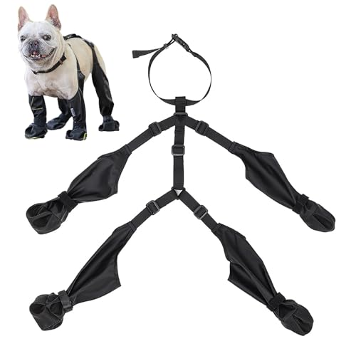 Hundestiefel-Leggings, Hunde-Hosenträgerstiefel Mit Verstellbarem Halsband, Atmungsaktive Hundestiefel, Pfotenschutz, wasserdichte Hundestiefel, Hundepfotenschutz Für Kleine Und Mittelgroße Hunde von AUTOECHO