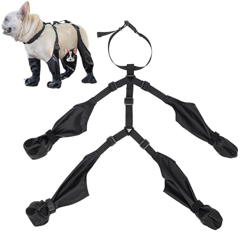 Hundestiefel-Leggings, Hunde-Hosenträgerstiefel Mit Verstellbarem Halsband, Atmungsaktive Hundestiefel, Pfotenschutz, wasserdichte Hundestiefel, Hundepfotenschutz Für Kleine Und Mittelgroße Hunde von AUTOECHO