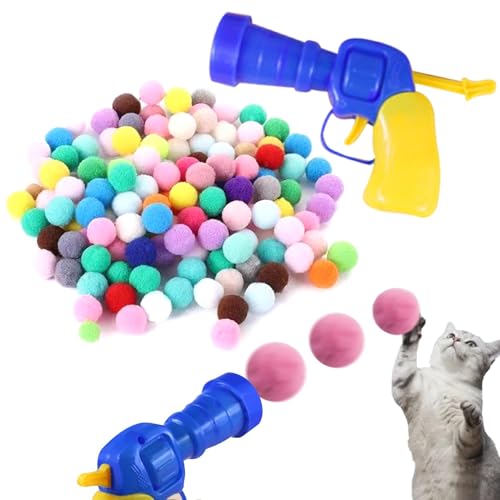 AUTUUCKEE Interaktives Katzenspielzeug, Katzenballspielzeug, Katzenspielzeug mit 100 bunten Plüschbällen, Katzengeschenk, interaktives Katzenspielzeug für Indoor-Katzen, Training, Übung, Jagd von AUTUUCKEE