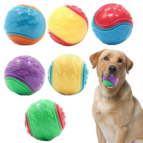 AUTUUCKEE Quietschende Hundebälle, Hundespielzeug, Zahnreinigung, Hundebälle, Kauspielzeug, langlebiges Hundespielzeug, interaktiver Hundeball zur Linderung von Angstzuständen, Langeweile, Training, von AUTUUCKEE