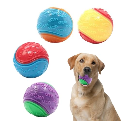 AUTUUCKEE Quietschende Hundebälle, Hundespielzeug, Zahnreinigung, Hundebälle, Kauspielzeug, langlebiges Hundespielzeug, interaktiver Hundeball zur Linderung von Angstzuständen, Langeweile, Training, von AUTUUCKEE