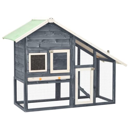 AUUIJKJF Pet Supplies Kaninchenstall Grau und Weiß 140x63x120 cm Massivholz Tieren & Haustierbedarf von AUUIJKJF