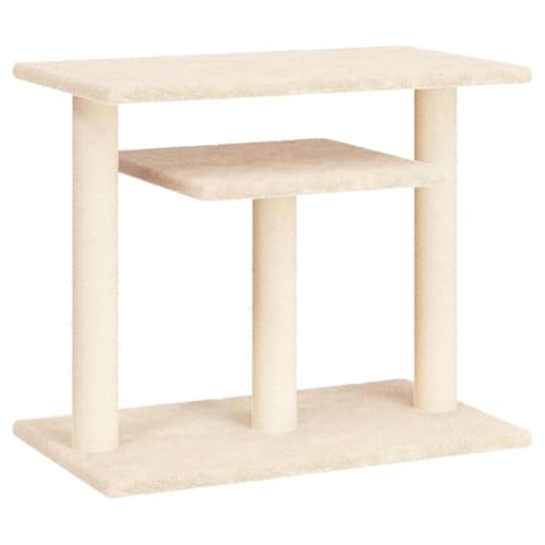 AUVYI Aktivitätskratzbäum mit Plattformen 60x34,5x62,5 cm Holz&Plüsch Praktisches Katzen-Spielplatz mit Plattformen Tätigkeitsbereich für Haustiere Katzen zum Entspannen Creme von AUVYI