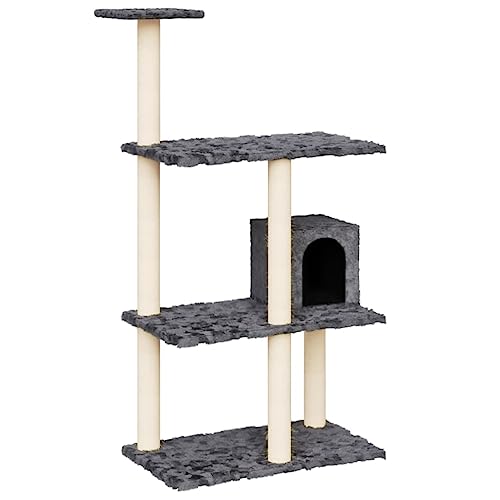 AUVYI Aktivitätskratzbäum mit Sisal-Kratzsäulen 61x35x119 cm Katzen-Spielplatz mit Plattformen Tätigkeitsbereich für Haustiere Katzen zum Kratzen Klettern Ausruhen Dunkelgrau Holz&Plüsch von AUVYI