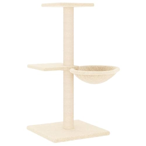 AUVYI Aktivitätskratzbäum mit Sisal-Kratzsäulen Creme 46x44x72 cm Holz&Plüsch Katzen-Spielplatz mit Plattformen Tätigkeitsbereich für Haustiere Kratzen Klettern Alles-in-einem-Kratzbaum von AUVYI