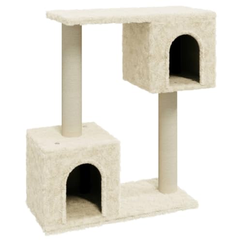 AUVYI Aktivitätskratzbäum mit Sisal-Kratzsäulen Creme 55x22x60 cm Holz&Plüsch Katzen-Spielplatz für Katzen zum Kratzen, Klettern, Verstecken und Ausruhen Tätigkeitsbereich für Haustiere von AUVYI