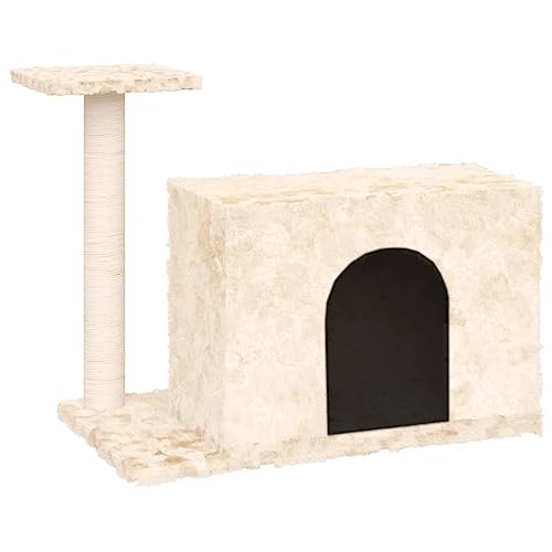 AUVYI Aktivitätskratzbäum mit Sisal-Kratzsäulen Creme 66x40x51 cm Holz&Plüsch Tätigkeitsbereich für Haustiere mit Ruheplattformen Katzen-Spielplatz Vielfältige Verwendung Katzen Klettern von AUVYI