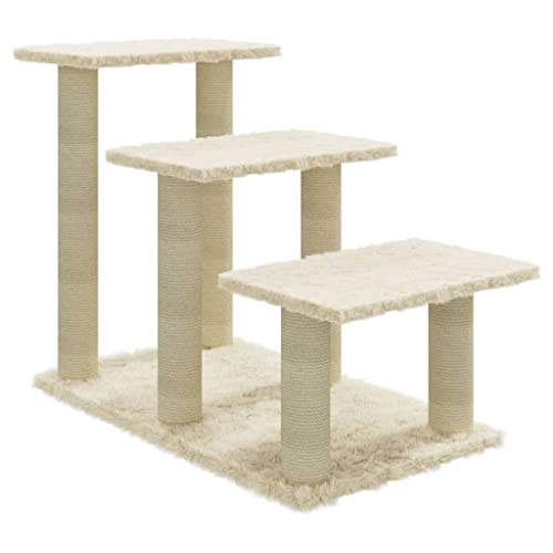 AUVYI Aktivitätskratzbäum mit Sisal-Kratzsäulen Creme 74x35x50,5 cm Holz&Plüsch Katzen-Spielplatz mit Plattformen Tätigkeitsbereich für Haustiere Katzen zum Kratzen Klettern Ausruhen von AUVYI