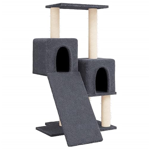 AUVYI Aktivitätskratzbäum mit Sisal-Kratzsäulen Dunkelgrau 61x55x82 cm Holz&Plüsch Praktisches Katzen-Spielplatz Weicher Plüsch Tätigkeitsbereich für Haustiere für Katzen zum Krallenschärfen von AUVYI