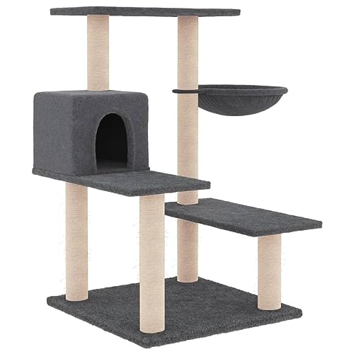 AUVYI Aktivitätskratzbäum mit Sisal-Kratzsäulen Dunkelgrau 72,5x59,5x82,5 cm Katzen-Spielplatz mit Plattformen Tätigkeitsbereich für Haustiere Weicher Plüsch Katzen zum Entspannen Holz&Plüsch von AUVYI