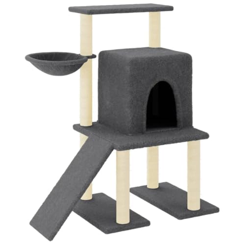 AUVYI Aktivitätskratzbäum mit Sisal-Kratzsäulen Dunkelgrau 84,5x54x96,5 cm Holz&Plüsch Katzen-Spielplatz mit Plattformen Tätigkeitsbereich für Haustiere Weicher Plüsch Katzen zum Entspannen von AUVYI