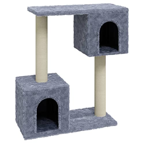 AUVYI Aktivitätskratzbäum mit Sisal-Kratzsäulen Hellgrau 55x22x60 cm Holz&Plüsch Katzen-Spielplatz für Katzen zum Kratzen, Klettern, Verstecken und Ausruhen Tätigkeitsbereich für Haustiere von AUVYI