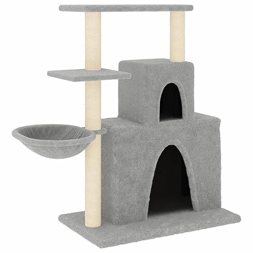 AUVYI Aktivitätskratzbäum mit Sisal-Kratzsäulen Hellgrau 61x35x83 cm Holz&Plüsch Katzen-Spielplatz mit Plattformen Tätigkeitsbereich für Haustiere Kratzen Klettern Alles-in-einem-Kratzbaum von AUVYI