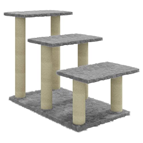 AUVYI Aktivitätskratzbäum mit Sisal-Kratzsäulen Hellgrau 74x35x50,5 cm Holz&Plüsch Katzen-Spielplatz mit Plattformen Tätigkeitsbereich für Haustiere Katzen zum Kratzen Klettern Ausruhen von AUVYI