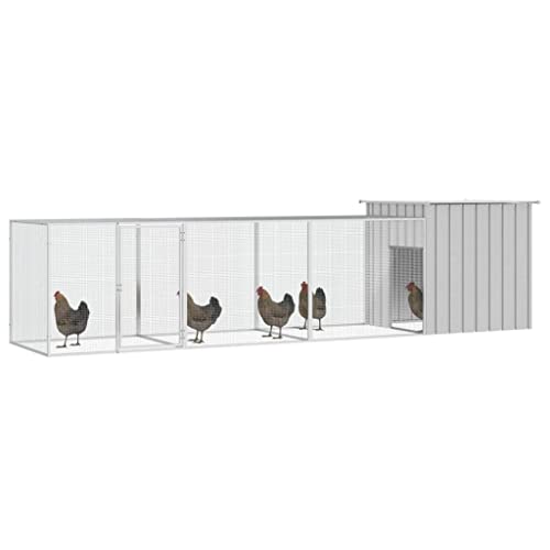 AUVYI Hühnerkäfig aus Verzinkter Stahl Grau 400x91x100 cm Hühnergehege Außen Kleintierstall Draußen Hühner Gehege für Draußen Voliere für Draußen Tiergehege Alles-In-Einem-Hühnerstall von AUVYI