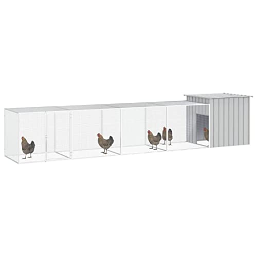 AUVYI Hühnerkäfig aus Verzinkter Stahl Grau 500x91x100 cm Hühnergehege Außen Kleintierstall Draußen Hühner Gehege für Draußen Voliere für Draußen Tiergehege Alles-In-Einem-Hühnerstall von AUVYI