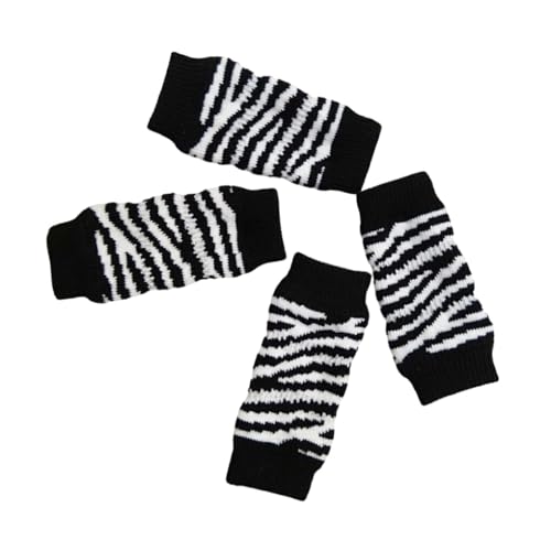 AUklOPVZZ 4 Stück Hundesocken, weiche Textur, atmungsaktiv, warm, feine Nähte, Kniewärmer für Haustiere. Haustier Kniestrümpfe aus Baumwolle, Zebra, XL von AUklOPVZZ